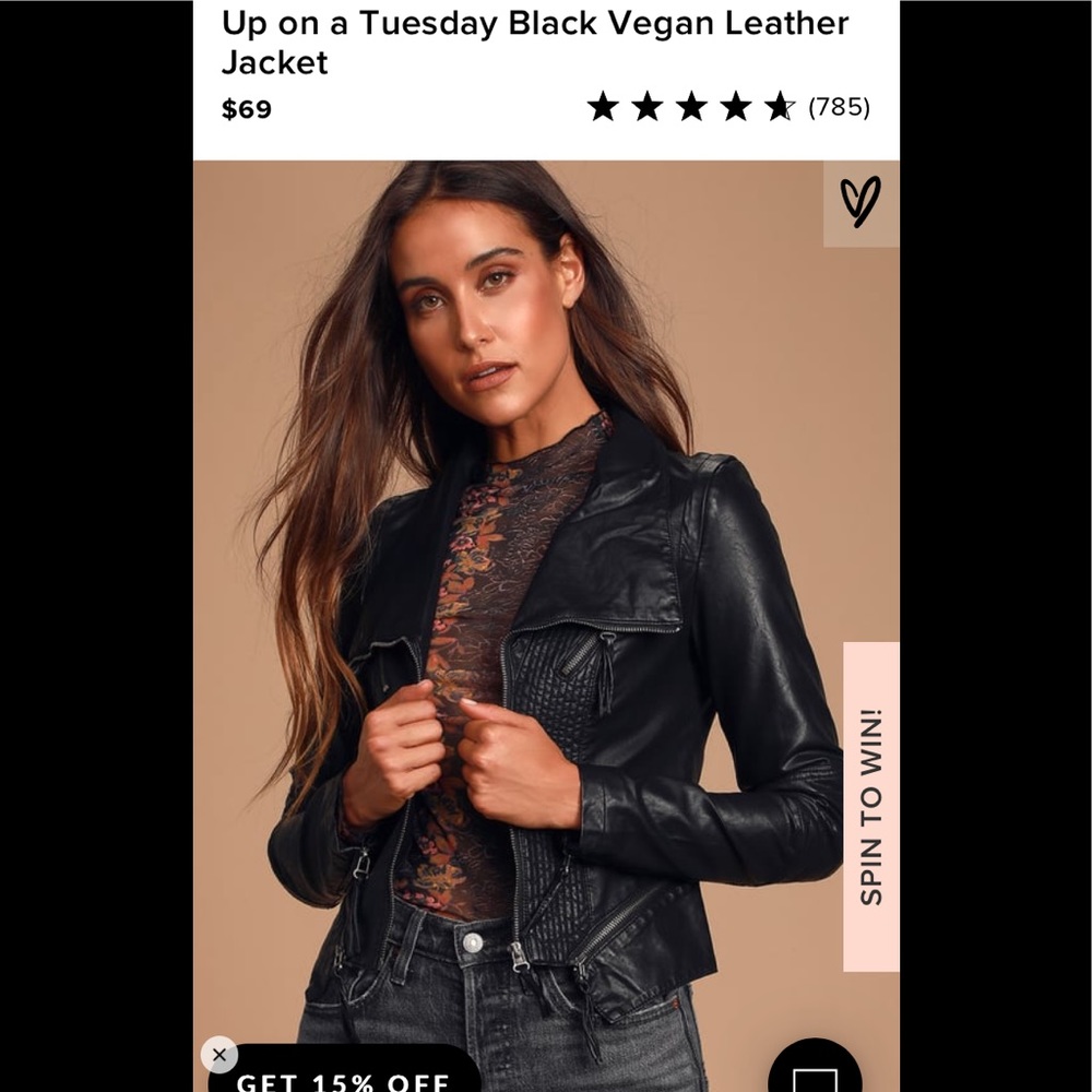 Up on a Tuesday Black Vegan Leather Jacket NWOT